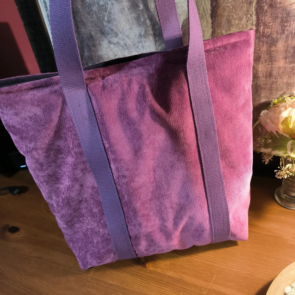 Sac velours côtelé prune FOR YOU