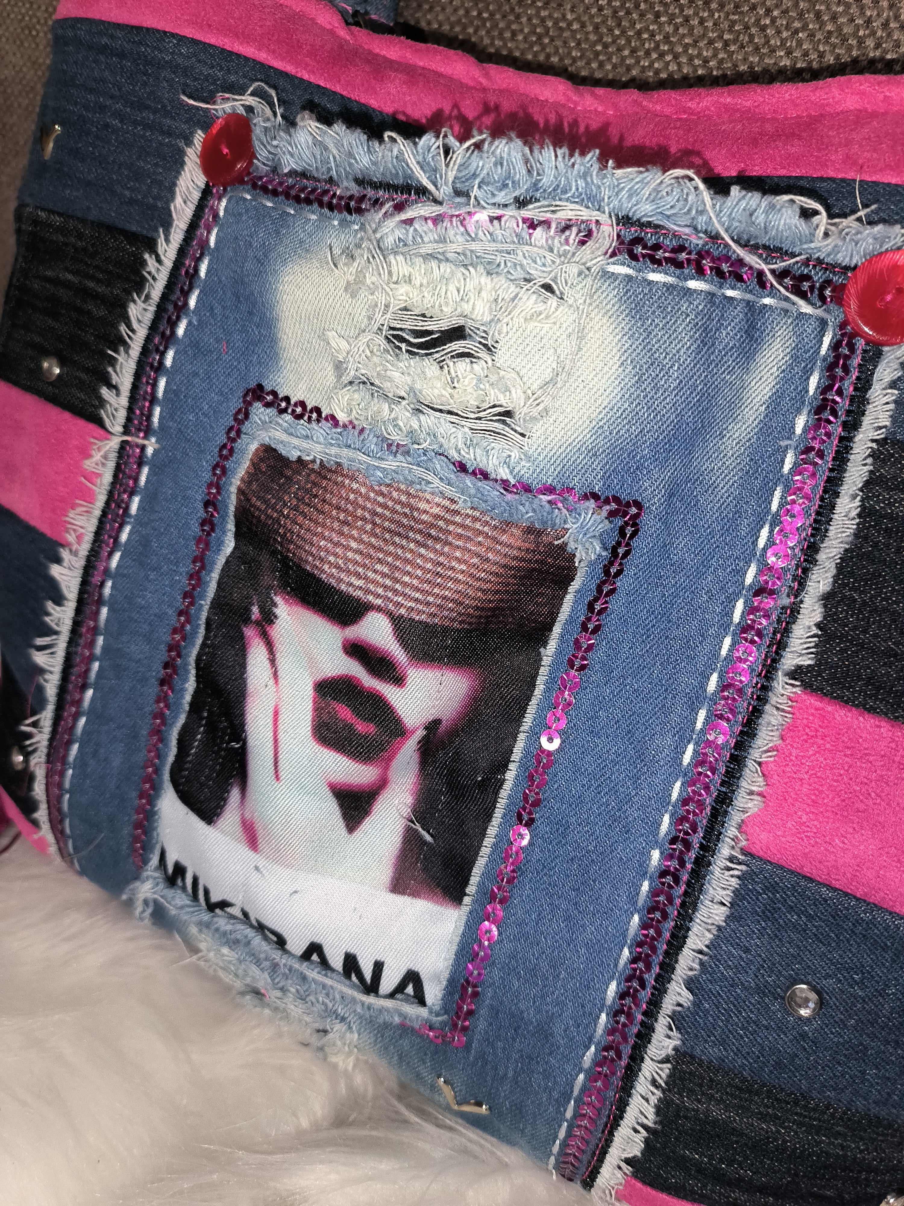 sac upcycling jeans et franges OUPS
